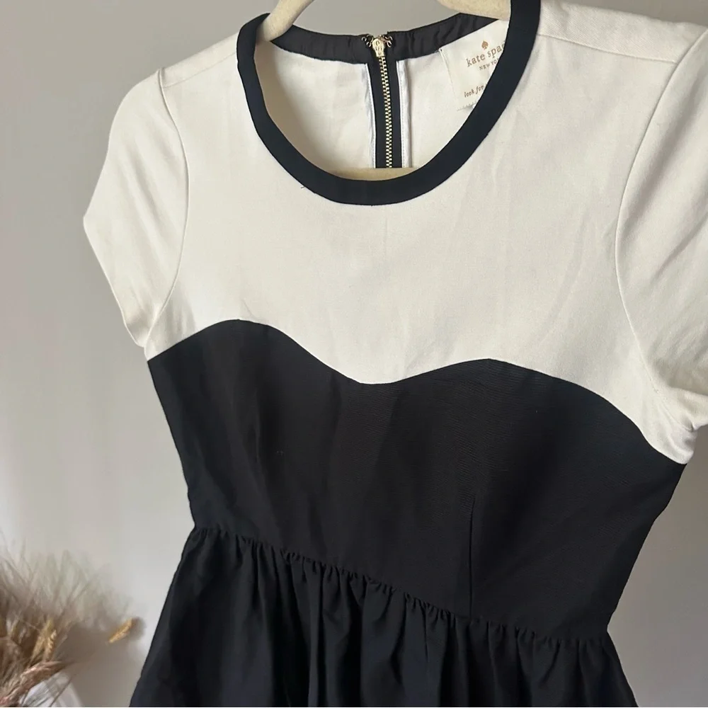 Kate Spade Sweetheart Illusion Fit and Flare Dress in Black/White Sz 2 Holiday